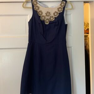 Lilly Pulitzer Navy Dress with Gold Accents